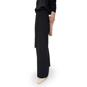 Aeron $745 Manuela belted Wide Leg Pants Black Cotton Size Italian 42
